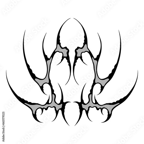 Cyber sigilism design. Neo tribal gothic style tattoo.