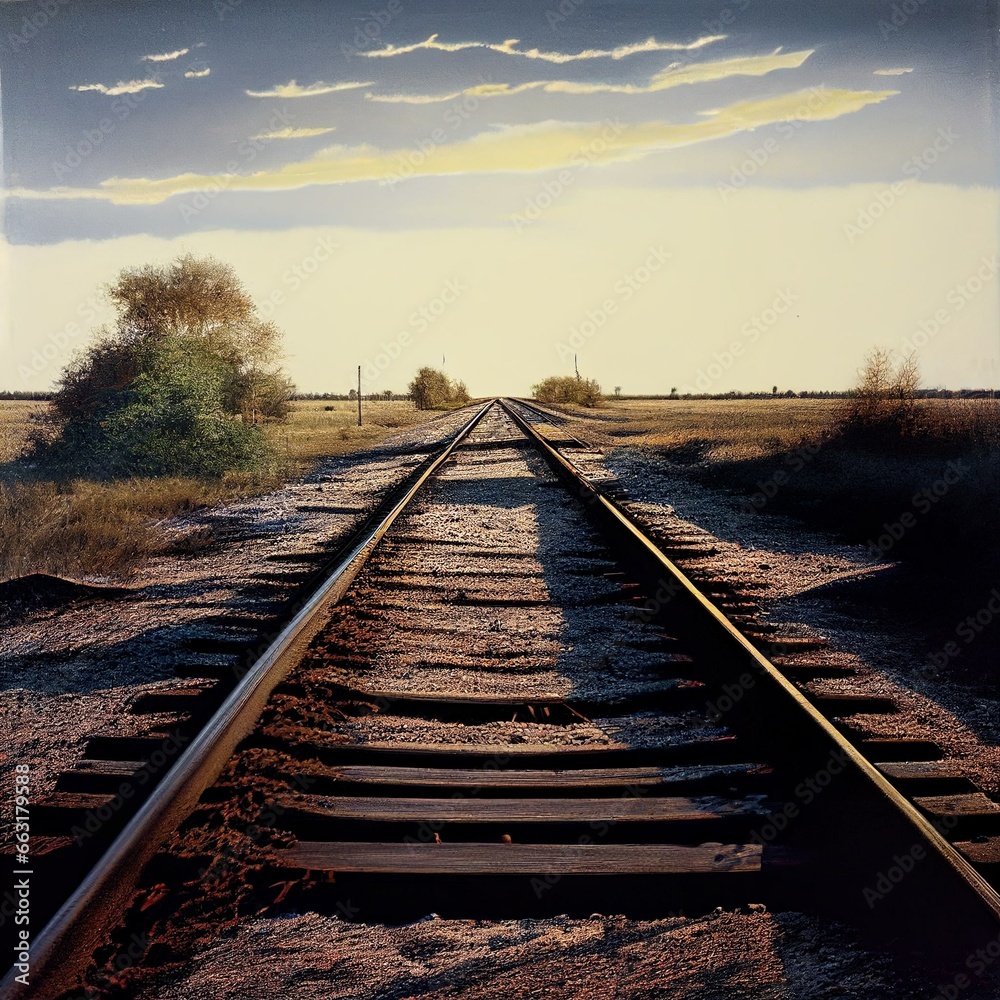 Fototapeta premium railroad tracks in the morning