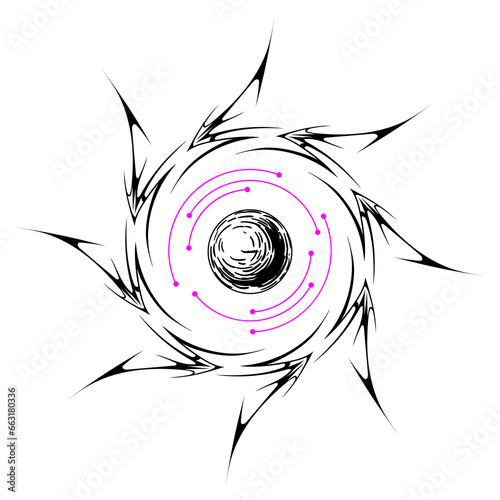 Cyber sigilism design. Neo tribal gothic style shape.