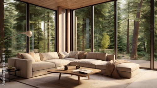 Photo of a modern and spacious living room with ample natural light