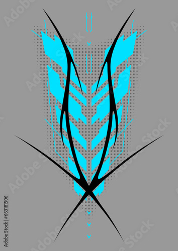 Cyber sigilism poster. Neo tribal gothic style shape.