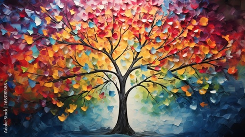 Photo of a vibrant autumn tree with colorful leaves