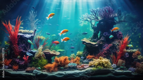 An exquisite aqua scape featuring a lush underwater garden with vibrant aquatic plants  AI Generative