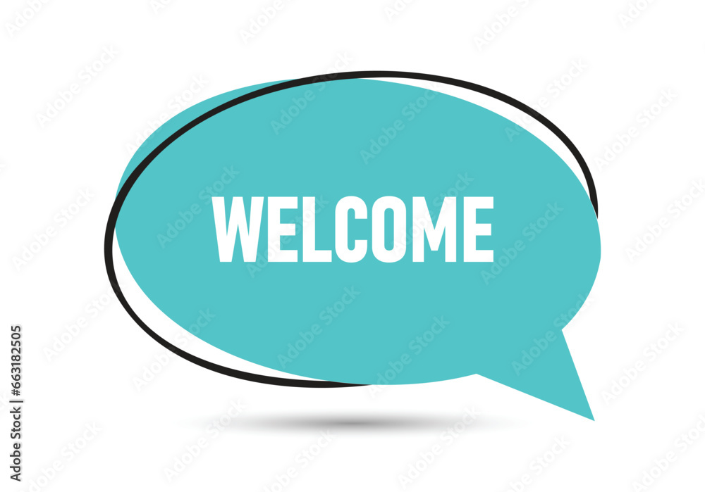Welcome speech bubble text. Hi There on bright color for Sticker, Banner and Poster. vector illustration. Welcome speech bubble text. Hi There on bright color for Sticker, Banner and Poster. vector illustration.