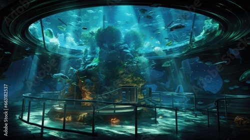 aqua scape in a high-tech underwater habitat, AI Generative