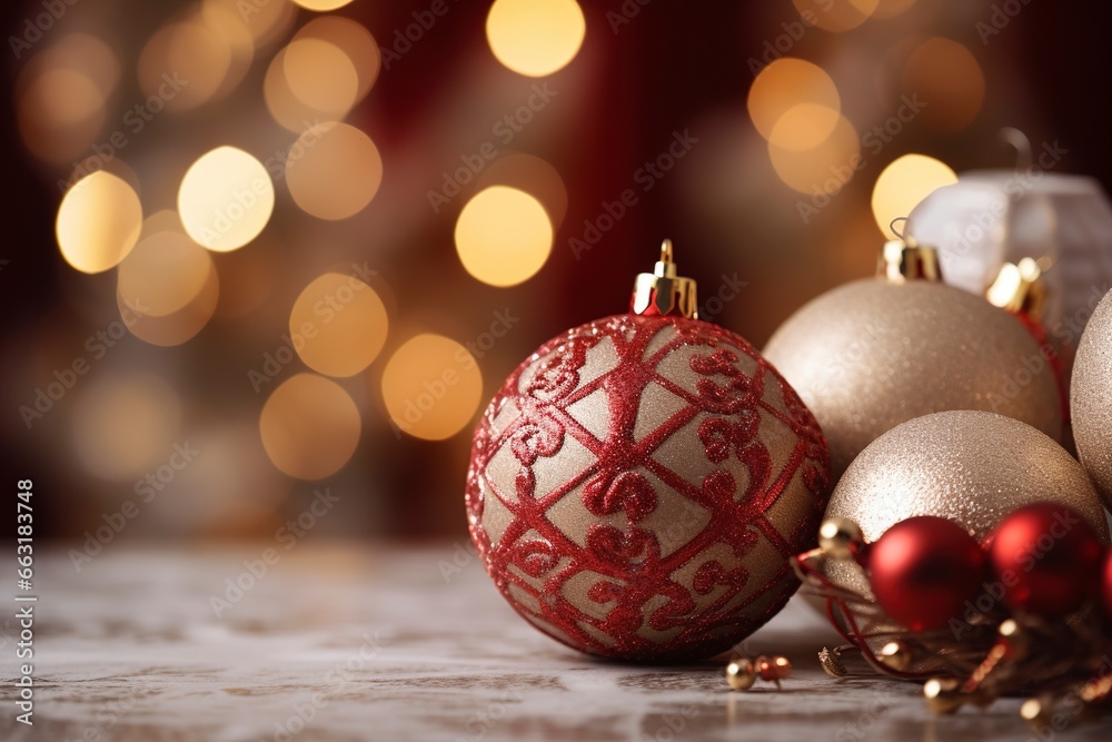 Composition with christmas decorations in the interior and copy space, generative ai Composition with christmas decorations in the interior and copy space, generative ai