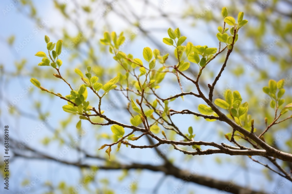 Obraz premium a leafless tree sprouting new leaves