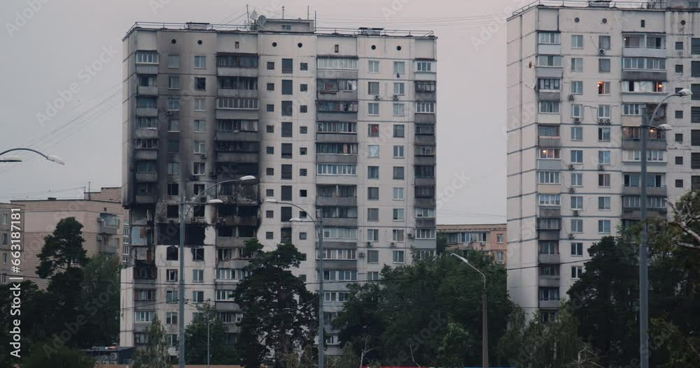 Multi-storey building damaged by explosion, Russian invasion of Ukraine, war in the Izrael Gaza Strip, Domestic gas explosion