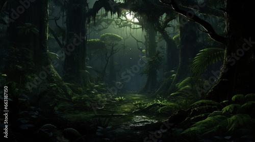 Night forest jungle dark
