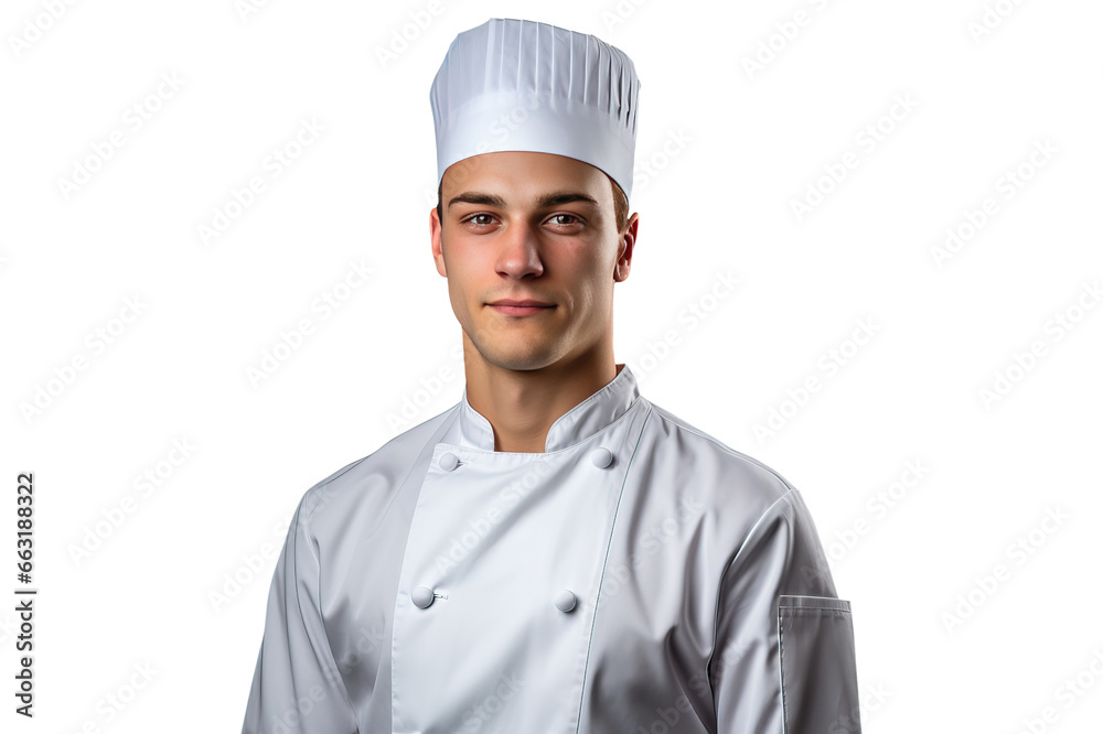 portrait of a young male chef in chef's hat and white jacket portrait of a young male chef in chef's hat and white jacket
