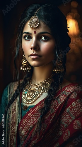 beautiful young woman in indian costume