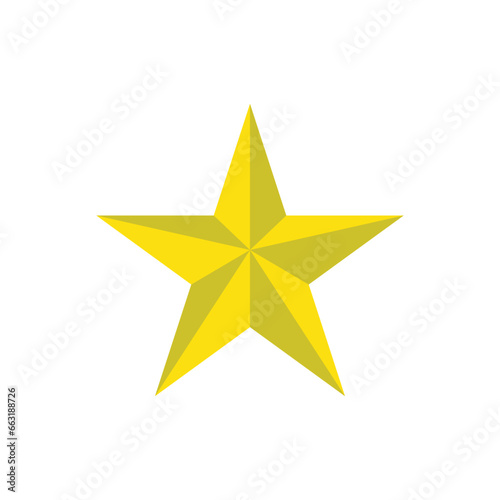 vector yellow Christmas star isolated on white background.