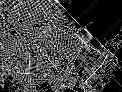 Vector road map of the city of  Berazategui in Argentina with white roads on a black background. photo