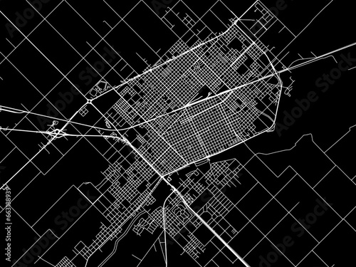 Vector road map of the city of  Junin in Argentina with white roads on a black background. photo
