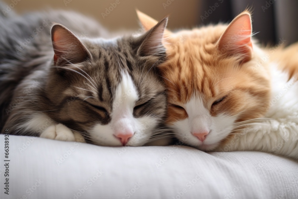 two cats curled up together