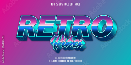 modern 3D retro vibes editable font text effect, editable text graphic syle