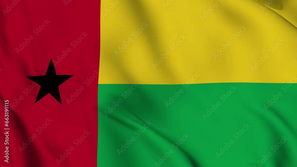 Guinea-Bissau Waving Flag Realistic Animation Video Guinea-Bissau Waving Flag Realistic Animation Video