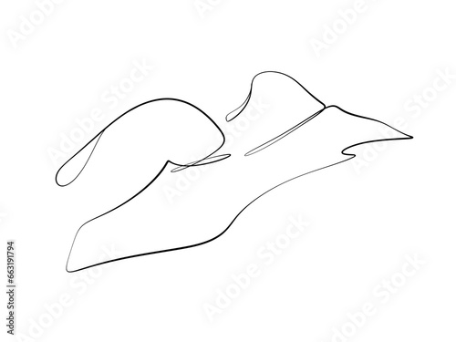 A woman's nude back is drawn in one line style. Body expression. Printable art.