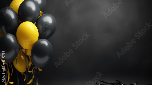 Balloons with golden ribbon.