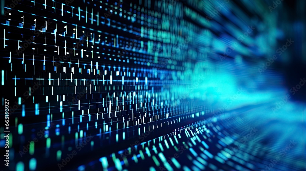 Obraz premium An abstract digital background with binary code and AI algorithms running in the background.