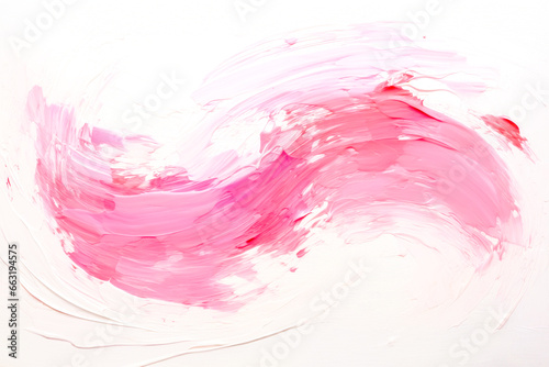 Wave of pink oil brush hand drawn stroke on white background. Abstract varnish splash trace shape. Glossy oil paint smear long line. Template. Neutral background for your design