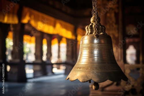 a large bell in a temple, ready for ringing