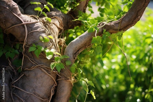 a tree and a vine intertwined