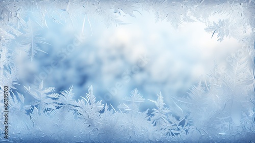 Realistic frosty pattern on blue background © Paul