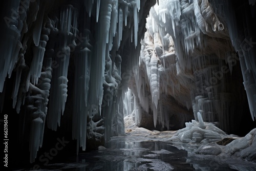 pale quartz formations within a dark cave