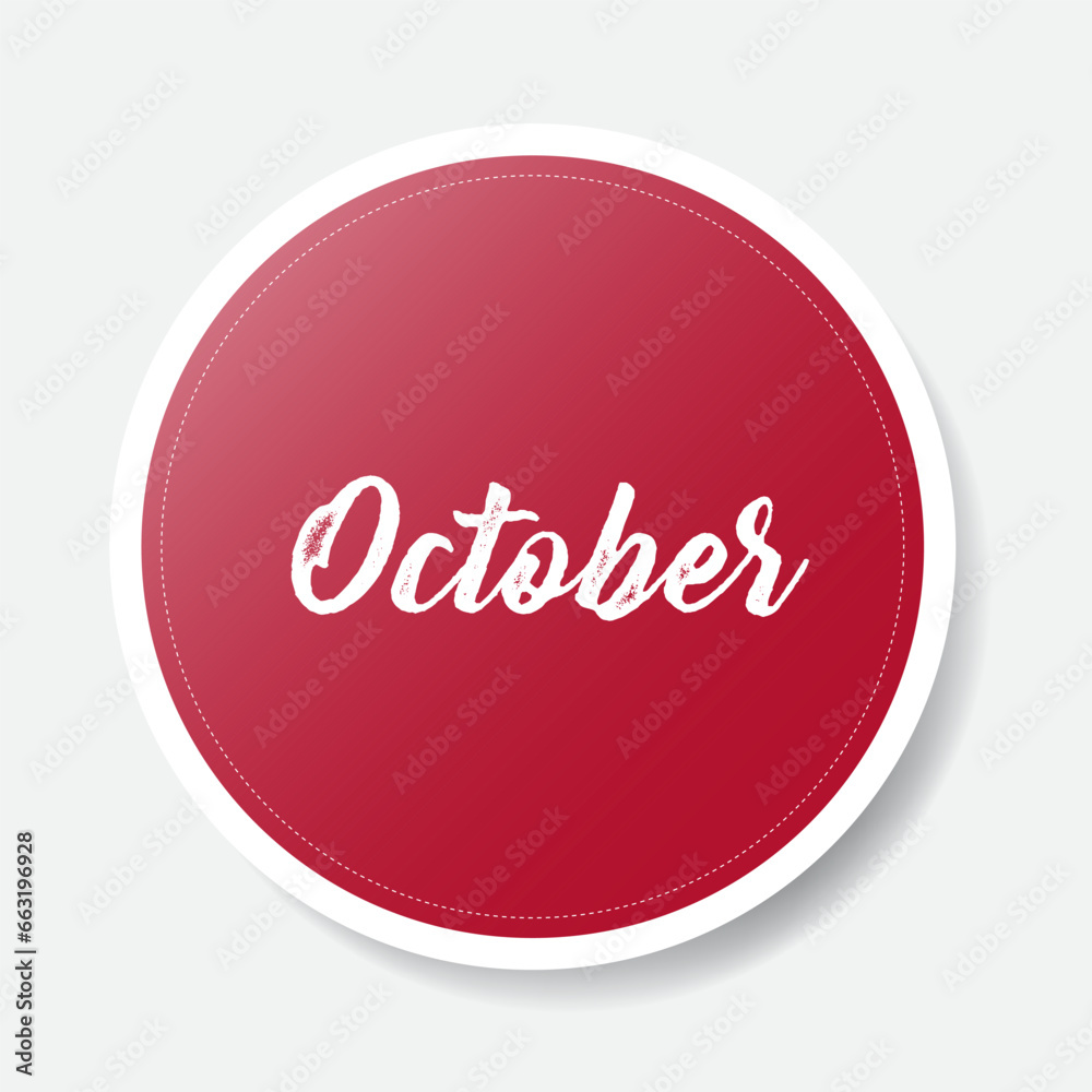 October red round sticker on white background, vector illustration October red round sticker on white background, vector illustration