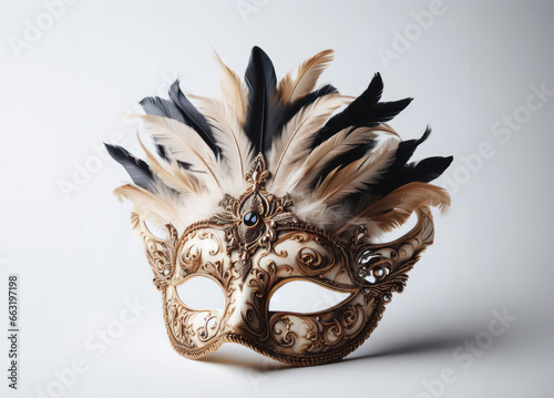 Ornate venetian carnival mask with intricate details close-up