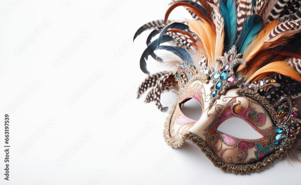Ornate venetian carnival mask with intricate details close-up