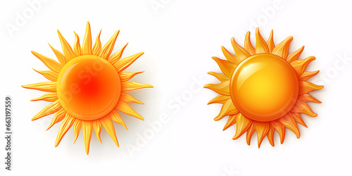 Sun icon set for weather design, realistic and genuine..Realistic sun icon collection for weather design.