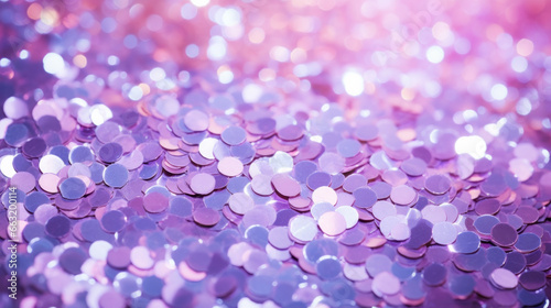 Fondo de purpurina con colores morados y azules visto de cerca. Colores y reflejos de luces.