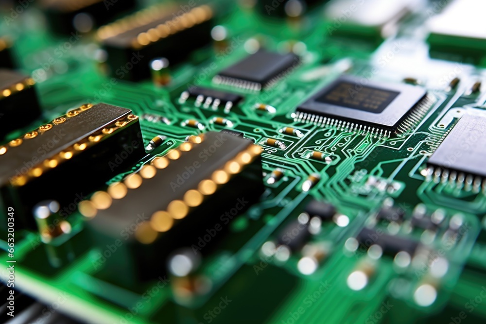 macro shot of printed circuit boards with capacitors macro shot of printed circuit boards with capacitors