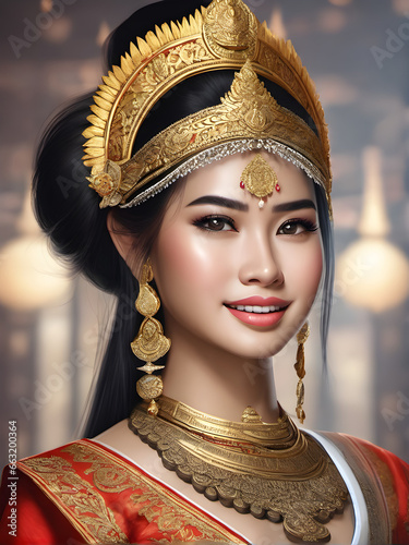 Graceful Thai Woman in Traditional Attire – Cultural Portrait. generative AI