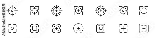 Target, aim icon. Focus target vector icon collection. Aim sniper shot icons 