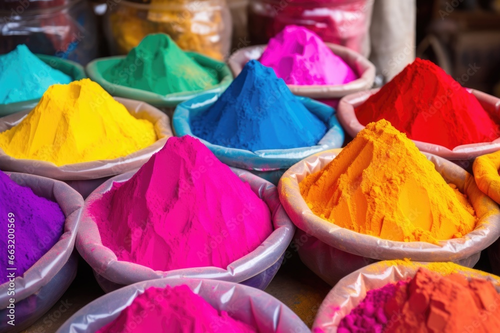 holi festival with scattered colored powders