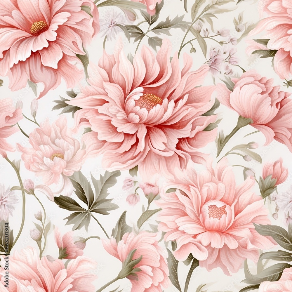 Spring delicate pink floral seamless pattern. Generated by AI