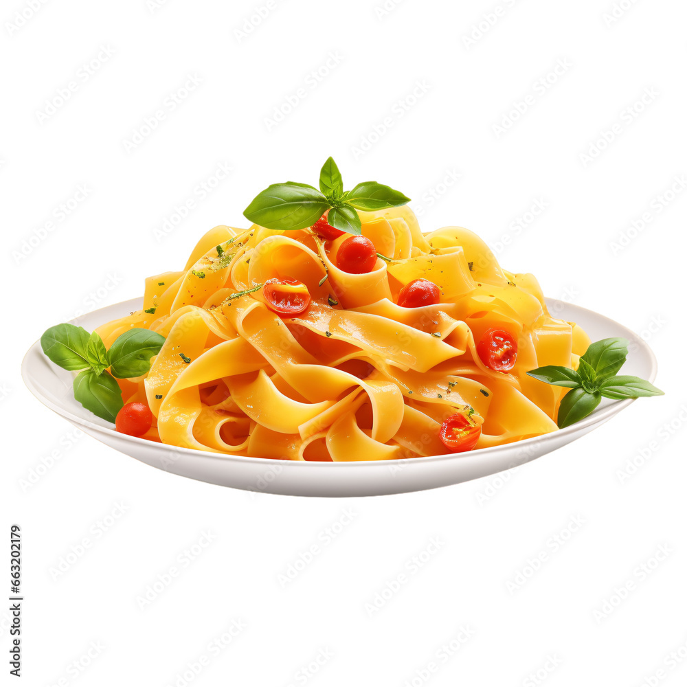 Delicious Italian pappardelle or Tagliatelle al ragu pasta plate with