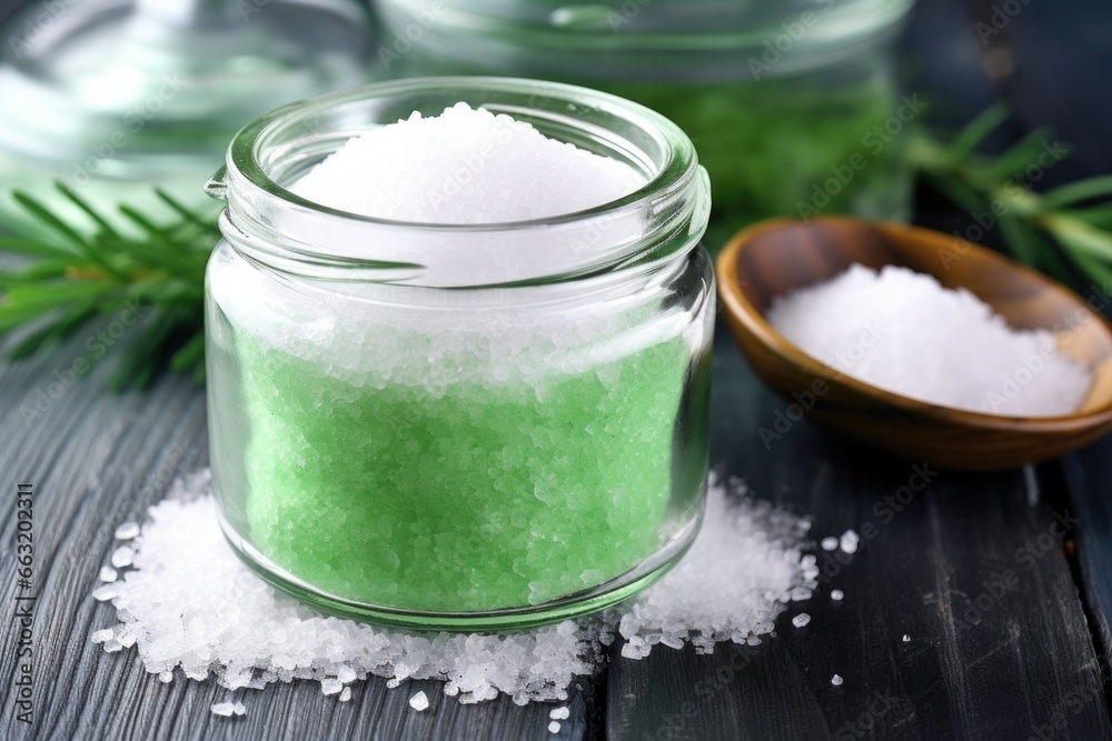 epsom salts in a glass jar epsom salts in a glass jar