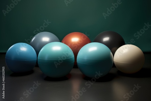 different sizes of pilates balls in a studio