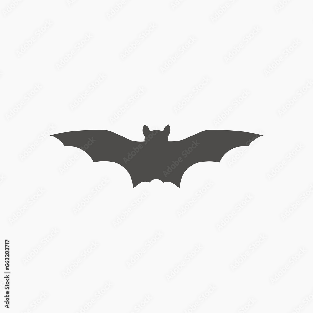 Bat with open wings icon vector isolated. Halloween holiday, vampire symbol