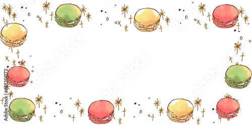 macaron frame, background with macaron frame, macaron frame.