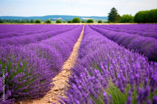 lavender field with rows of blooming purple plants