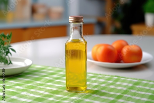 unopened fruit juice bottle on the dining table