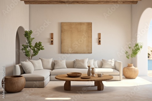 modern living room with big sofa  generative ai