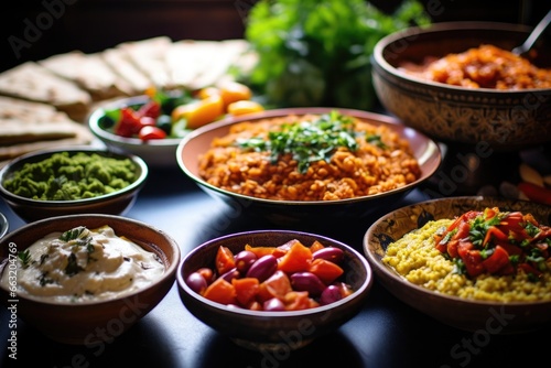 a spread of traditional middle-eastern mezze