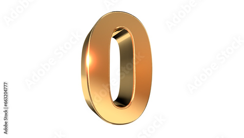 Gold glossy 3d number 0