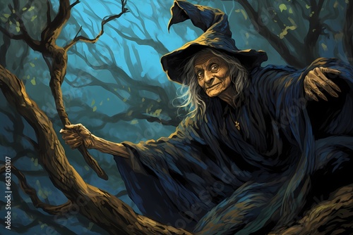 halloween witch in the woods